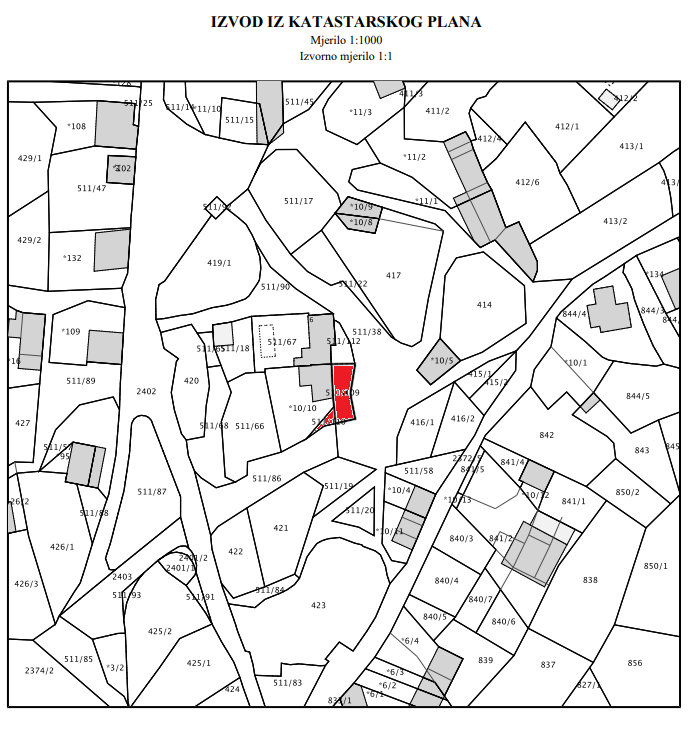 NATJEČAJ ZA PRODAJU ZEMJIŠTA k.č. 511/109 i k.č. 511/110  k.o. Garica